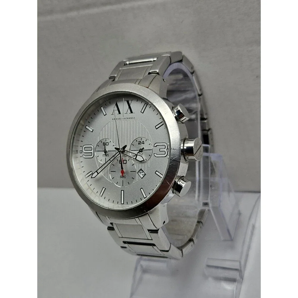 Armani Exchange Mens Chronograph 48mm Stainless Steel Date Watch New Battery